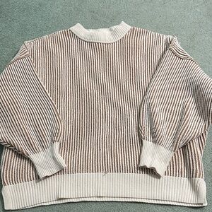 Aerie Brown and Cream Striped Sweater